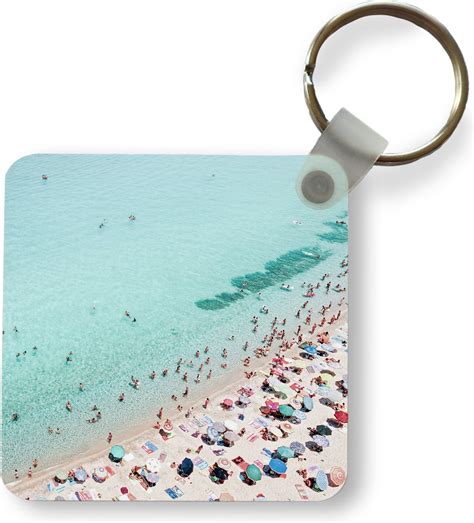 Sleutelhanger Uitdeelcadeautjes Zee Strand Parasols Blauw