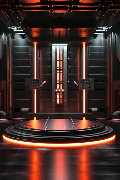 Premium Photo Red Light Scifi Interior