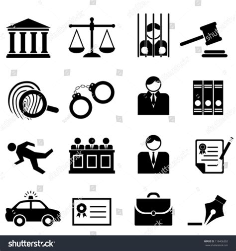 Legal Law Justice Icon Set Stock Vector Royalty Free 116406202