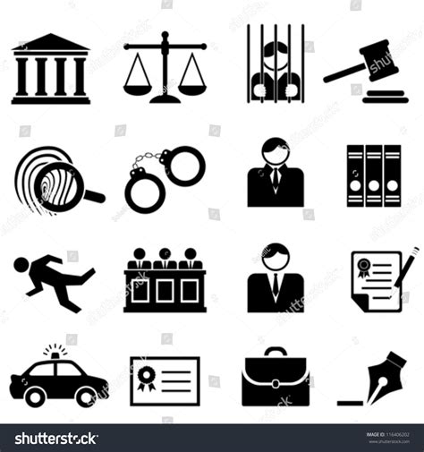 Legal Law And Justice Icon Set Stock Vector Illustration 116406202 Shutterstock