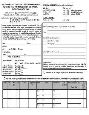 Fillable Online OFFICIAL CATTLE ENTRY FORM Fax Email Print PdfFiller