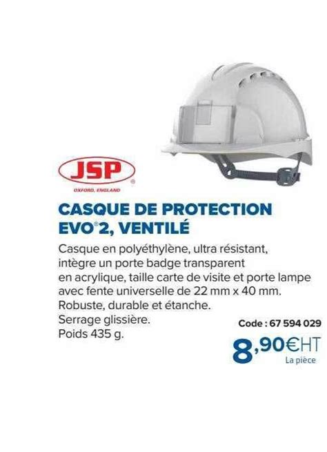 Promo Casque de protection evo2 ventilé jsp chez Prolians