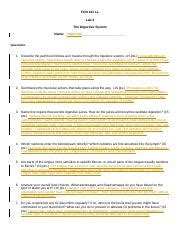 Nutrition Lab 3 Odt FON 241 LL Lab 3 The Digestive System Name Todd