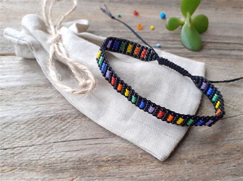 Gay Pride Bracelet LGBT Flag Beaded Hand Woven Loom Bracelet Etsy