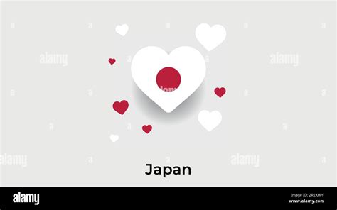 Japan Country Heart Love Japan National Flag Vector Illustration Stock