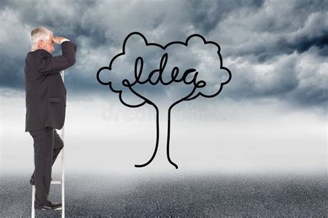 Mature Businessman Standing On Ladder Stock Photo Image Of Generated