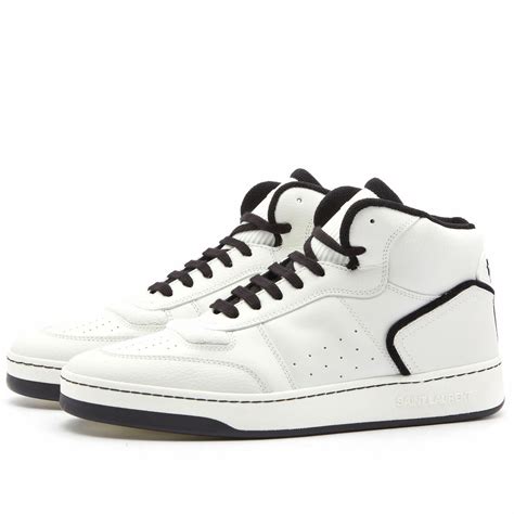 Saint Laurent Mens Sl 80 Mid Top Sneakers In Whiteblack Saint Laurent