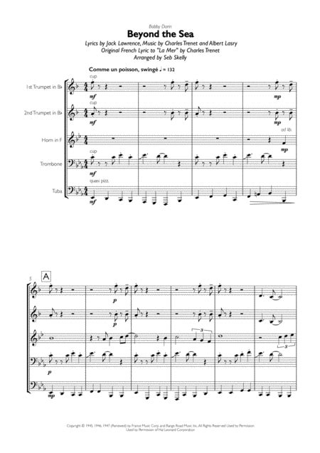 Beyond The Sea Arr Seb Skelly By Bobby Darin Sheet Music For Brass