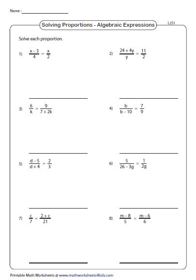 Solving Proportions Worksheet