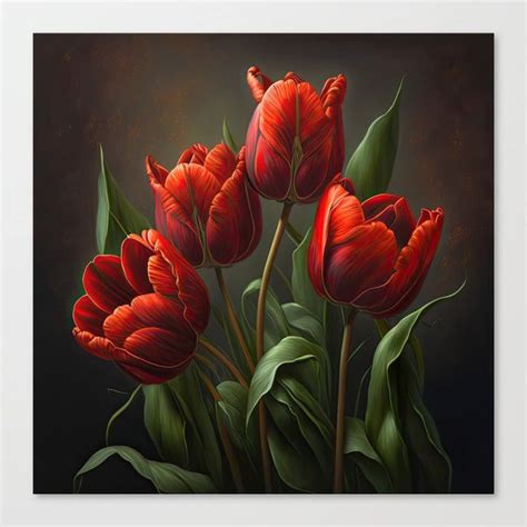 Shop Red Tulip Flowers Canvas Print By Vanoverdesigns On Society6