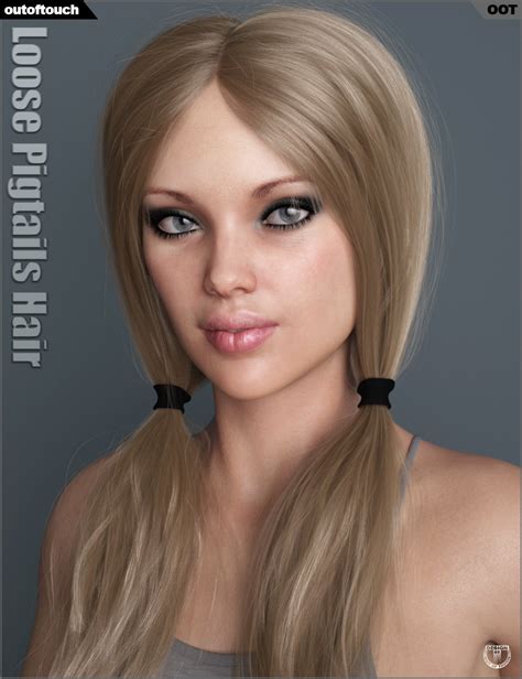 Loose Pigtails Hair For Genesis And Female S Daz D