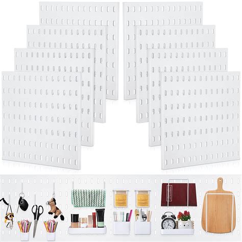 Geelin 8 Pcs Pegboard 11 X 11 White Plastic Pegboard Wall Organizer