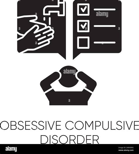 Obsessive Compulsive Disorder Glyph Icon Disturbed Man Thinking Under