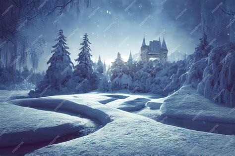 Premium Photo | Ancient stone winter castle fantasy snowy landscape ...