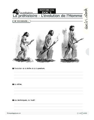 Histoire CE2 L évolution de l Homme FichesPédagogiques