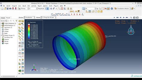 Abaqus Tutorial Videos Static Analysis Of A Cylindrical Shell Youtube