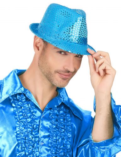 Chapeau borsalino à sequins bleu clair adulte achat de Accessoires sur