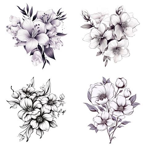 Violet Flower Tattoo Outline Png Violet Flower Tattoo Flash Birth