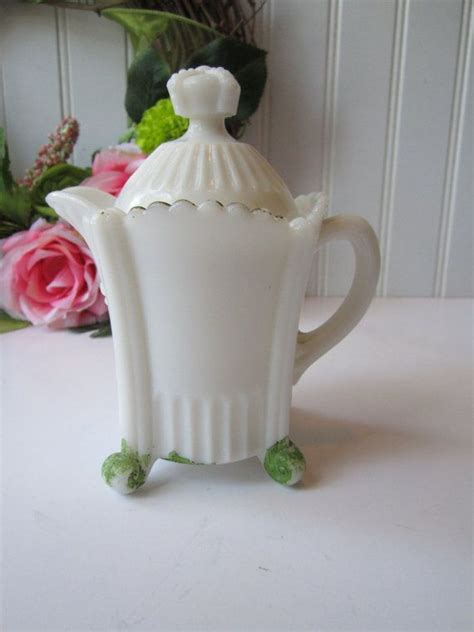 Vintage Milk Glass Unique Creamer Sugar Bowl Cottage Chic Etsy Milk Glass Decor Milk Glass