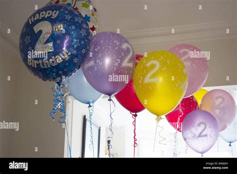 Second Birthday Celebration Balloons Stock Photo Alamy