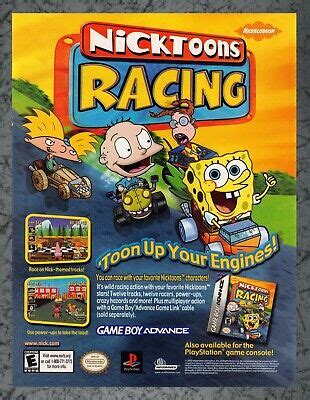 Nicktoons Racing Nintendo Game Boy Advance Gba Print Ad Original Art