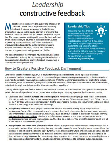 Constructive Feedback 30 Examples How To Write Format Pdf
