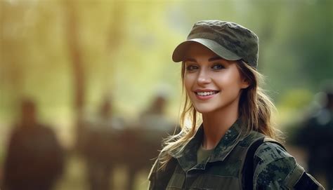 Mujer en uniforme militar en el ejército | Foto Premium