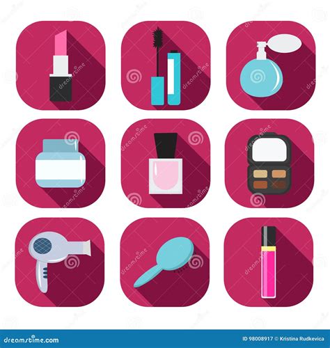 Set Of Decorative Cosmetics And Beauty Icons Stock Vector