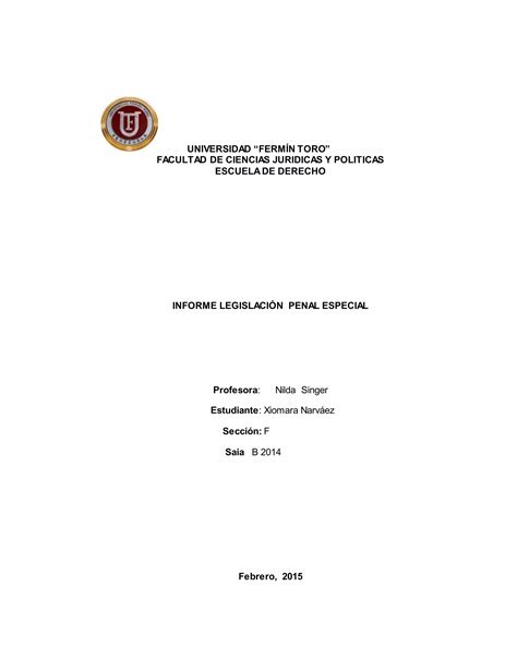 Informe Legislacion Penal Especial Pdf