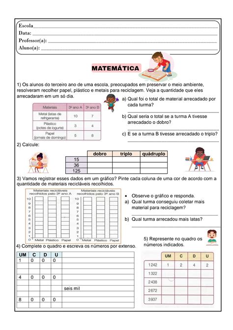 Matemática 3 Ano Fundamental Atividades REVOEDUCA