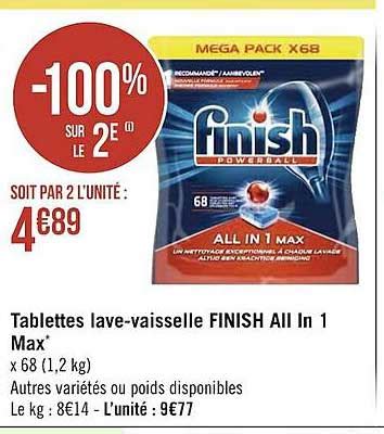 Promo Tablettes Lave vaisselle Finish All In 1 Max chez Géant