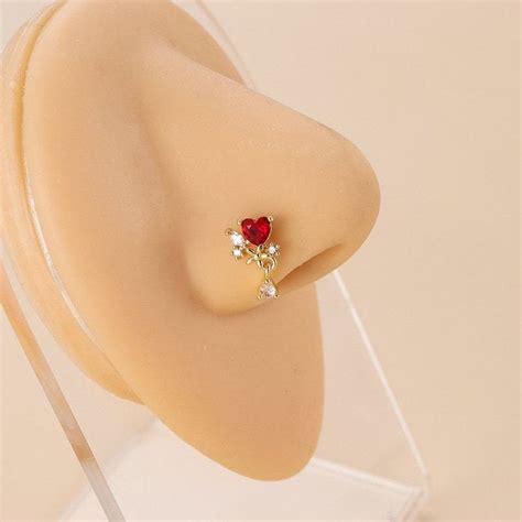 Chic CZ Inlaid Snake Bat Cloud Floral Cross Heart Nose Piercing Nose