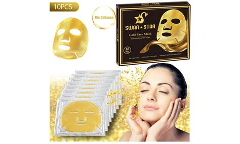 10pcs 24k Gold Face Mask Collagen Gel Facial Masks Hyaluronic Anti Aging Firming Groupon