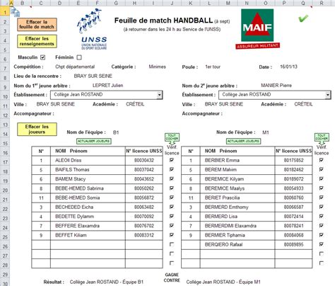 Comment remplir une feuille de match handball La réponse est sur