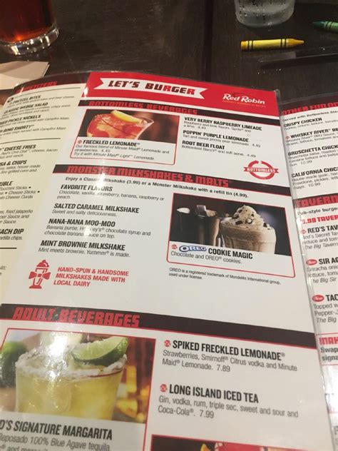 Menu At Red Robin Gourmet Burgers And Brews Restaurant Bel Air 602 Belair Rd 19