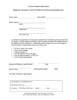 Fillable Online Request To Inspect And Copy Protected Health