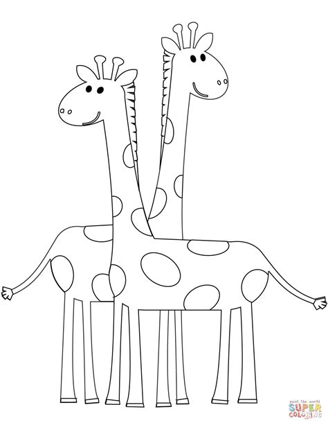 Two Cartoon Giraffes Coloring Page Free Printable Coloring Pages