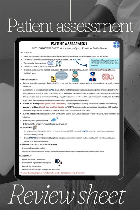 Patient Assessment Review Sheet Nremt Practical Skills Exam Etsy