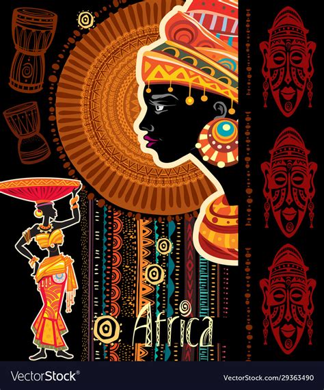 Template With Africans Motive Royalty Free Vector Image