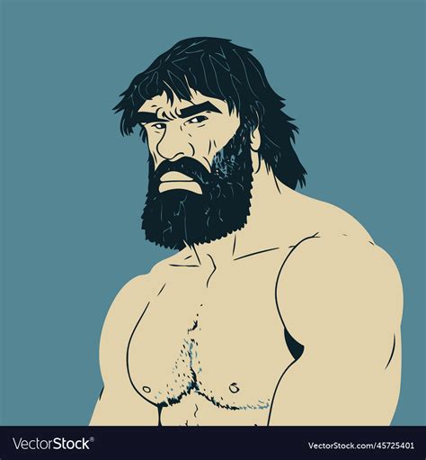 Strong Bearded Primitive Caveman Royalty Free Vector Image