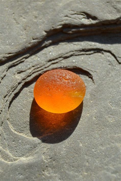 Rare Orange Genuine Sea Glass Beach Glass Little Round Orange Gem Seaglass Beach Glass