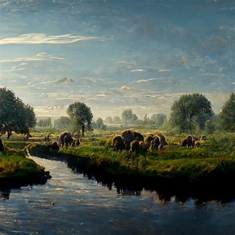 A Dutch Landscape With Rivers And Trees With A Small Midjourney