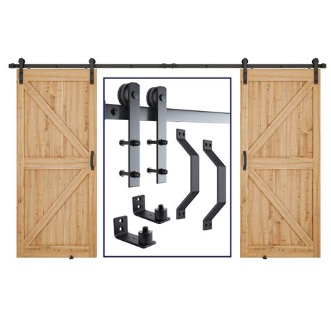 Buy Smartstandard Ft Heavy Duty Double Gate Sliding Barn Door