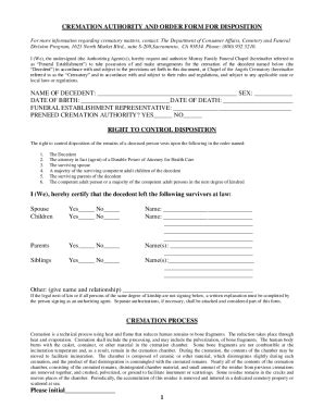 Fillable Online Cremation Contract And Authorization For Fax Email