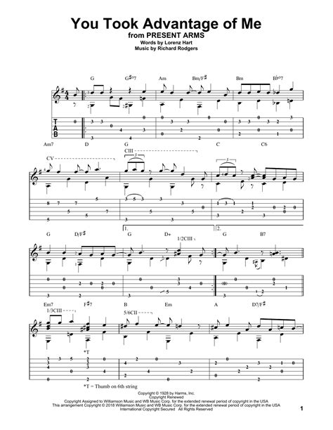 You Took Advantage Of Me Sheet Music Rodgers Hart Solo Guitar