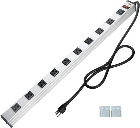 Amazon 10 Outlet Plugs Heavy Duty Metal Power Strip Aluminum