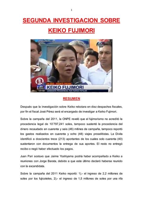 Segunda Investigaci N Sobre Keiko Fujimori Pdf