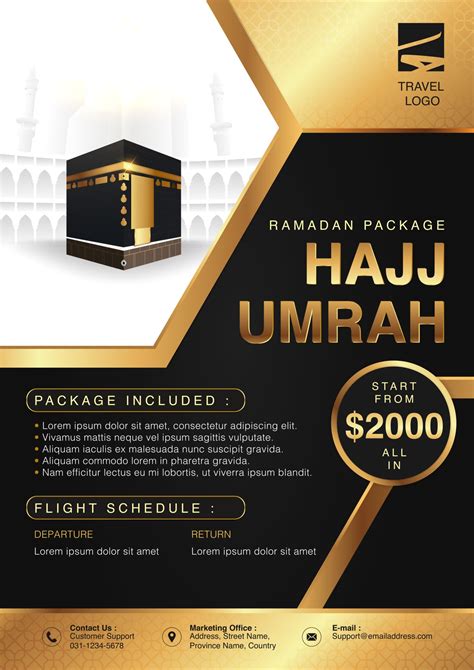 Islamic Ramadan Hajj Umrah Brochure Or Flyer Template Background Vector