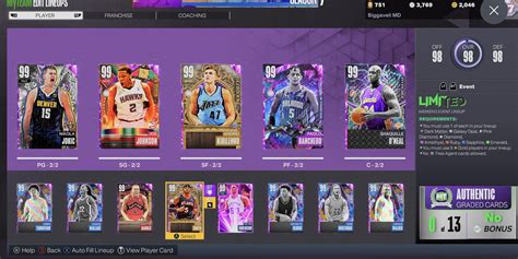 My Current Lineup On My Team R NBA2k