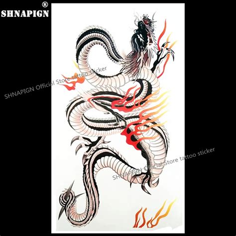 SHNAPIGN Le Grand Dragon De Feu Tatouage Temporaire Art Corporel